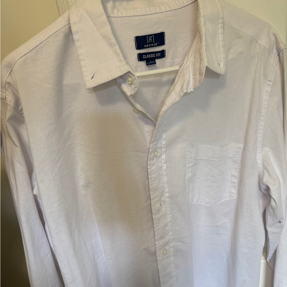 George Men's White Casual Button Down Shirt